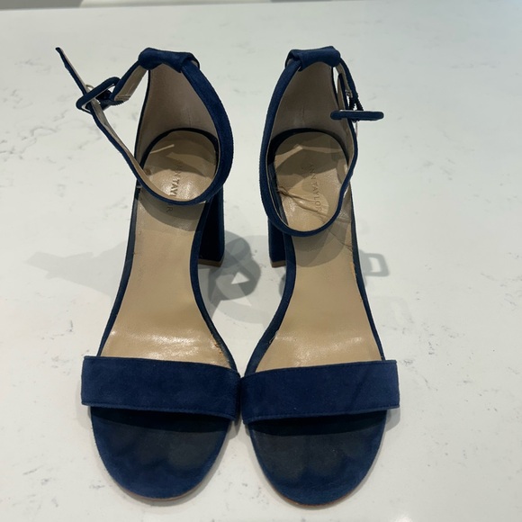 Elegant Blue Suede Block Heel Sandals - Picture 3 of 4